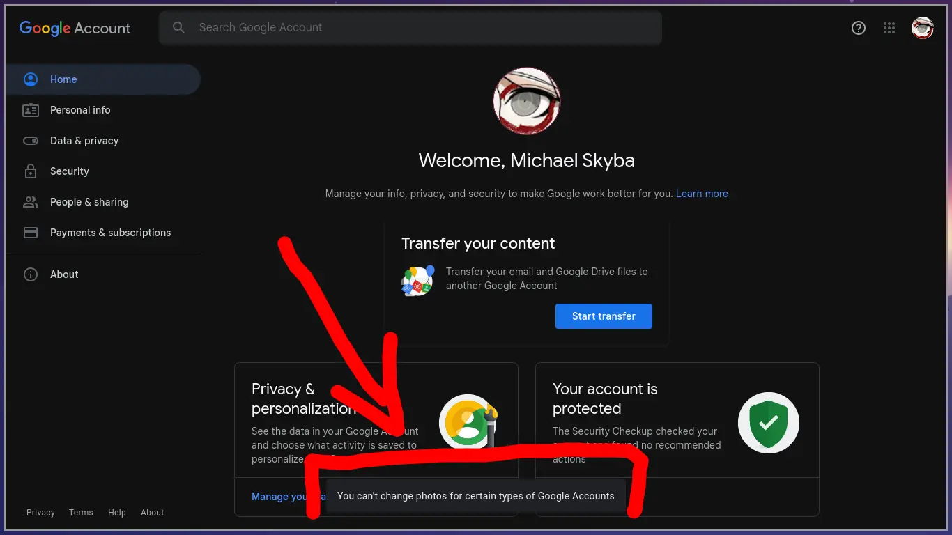 Locked Google Accounts page